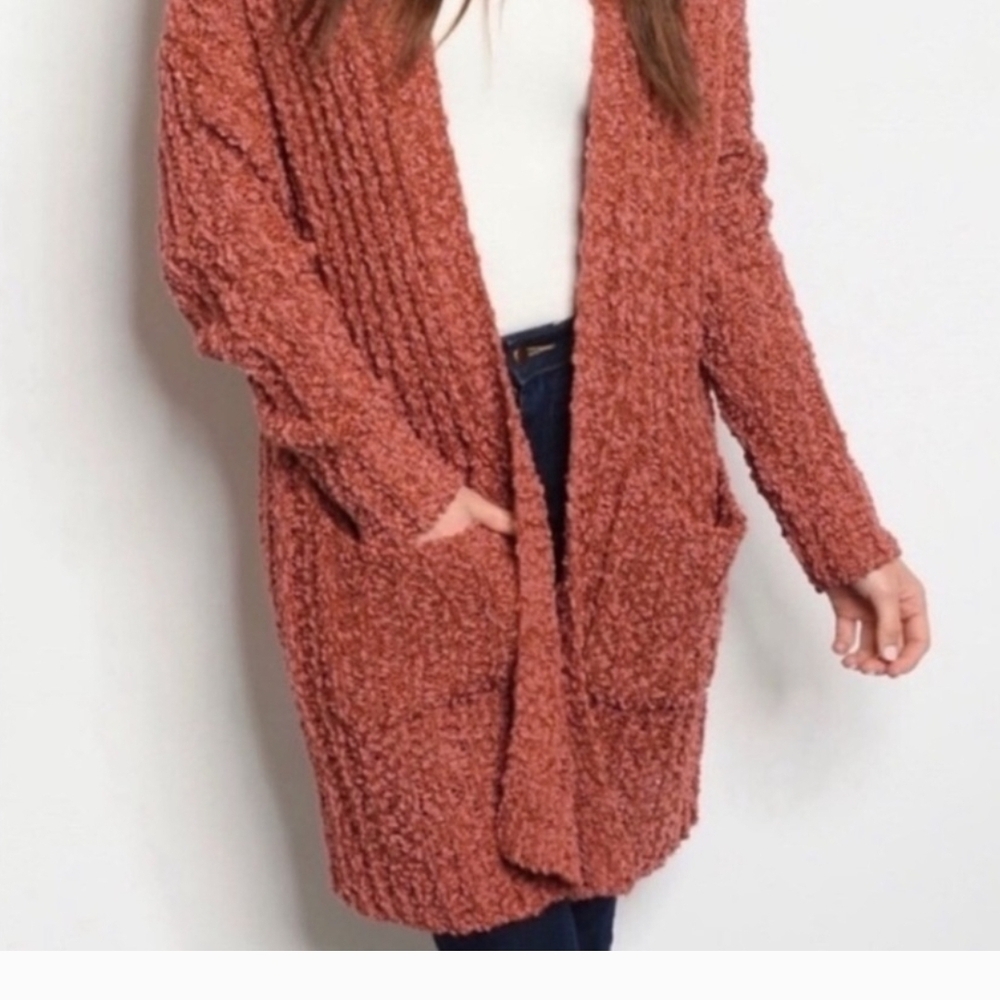 Elegant Rust Cardigan Sweater